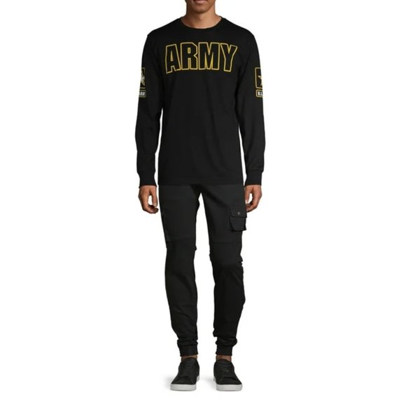 Vtg Rare Men's U.S. Army Black & Yellow Hollow Graphic Long-Sleeve Shirt Sz M - Picture 7 of 8